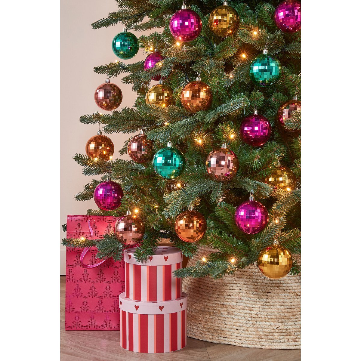 Kerstballen set - 30 Stuks - Ø8 cm - Onbreekbaar - Roze, Fuchsia, Goud, Oranje, Groen