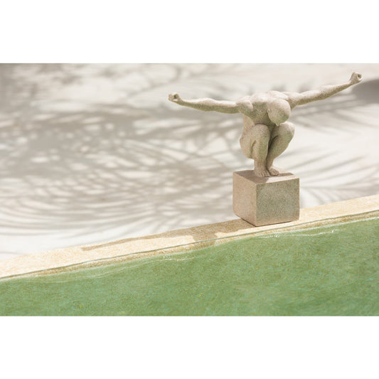 J-Line decoratie Sporter op voet - marmer/polyresin - zand - small