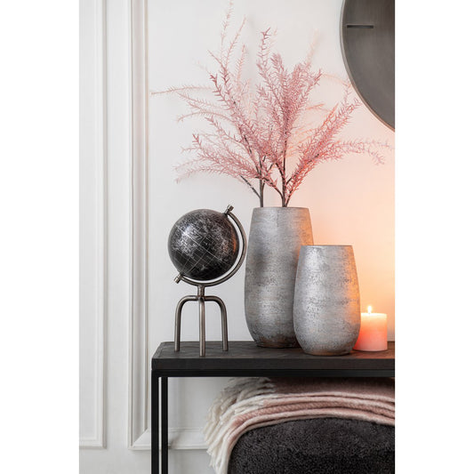 J-Line Vaas Oneffen Ruw Keramiek Zilver Small - 31 cm hoog