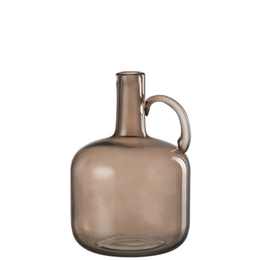 J-Line vaas 1 handvat - glas - grijs - Ø 16.5 cm