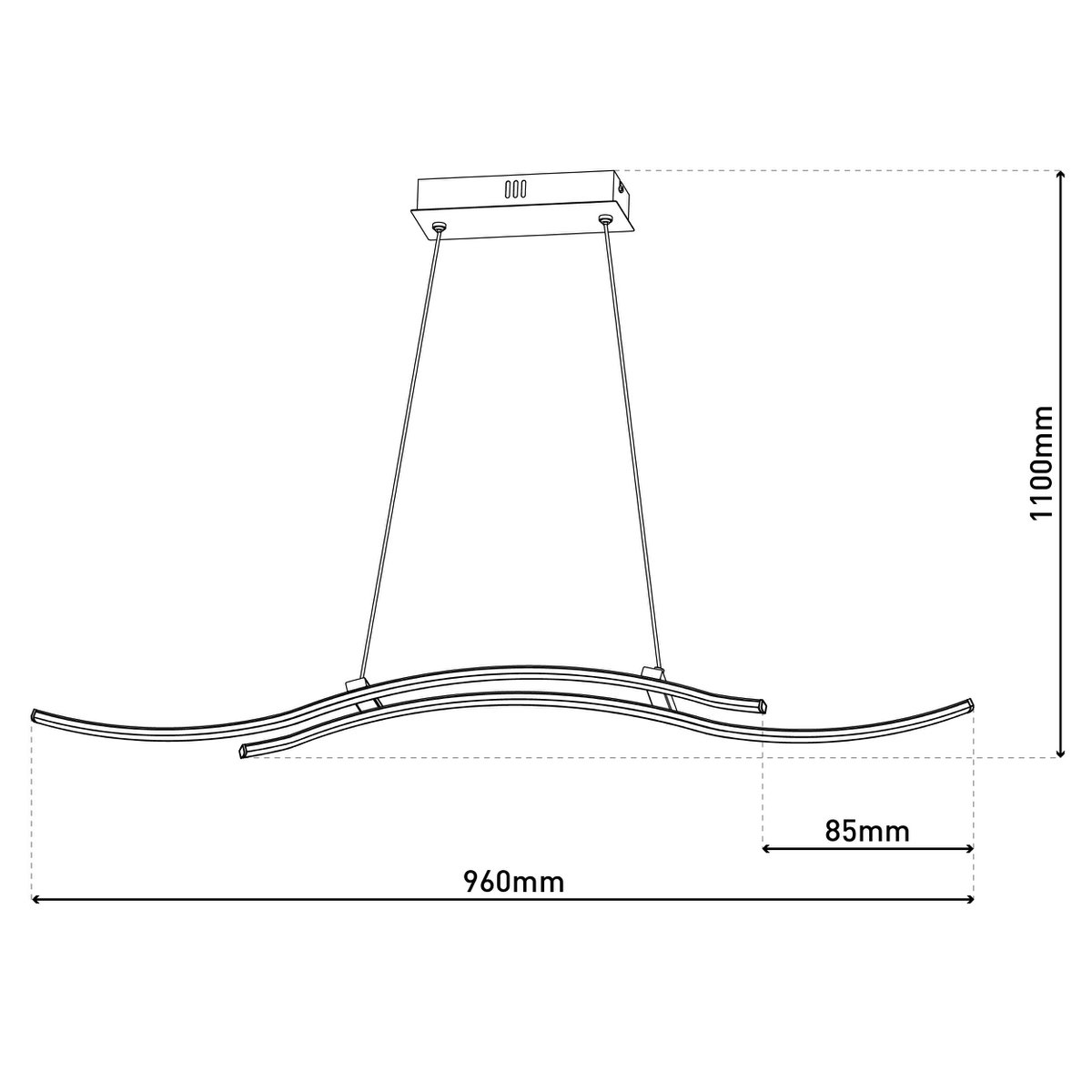 Hanglamp "Onda" LED 96cm lengte