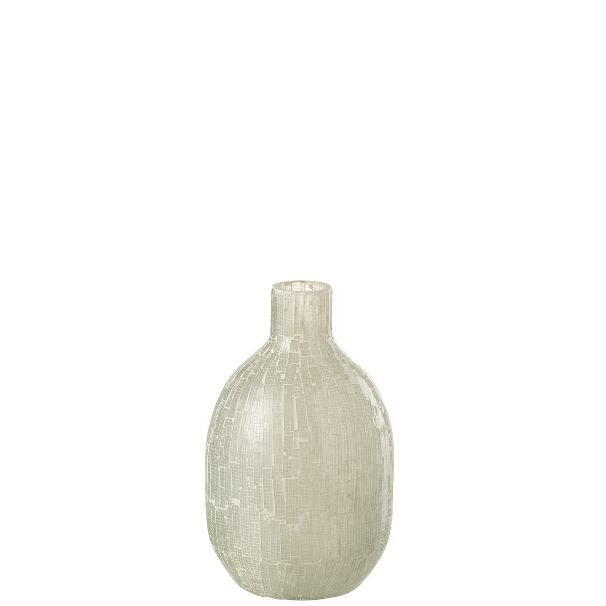 J-Line vaas Mozaiek Rond - glas - lichtgrijs - 27 cm hoog