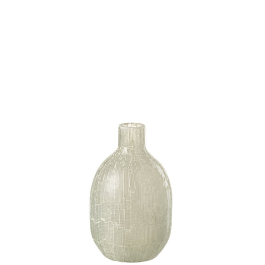 J-Line vaas Mozaiek Rond - glas - lichtgrijs - 27 cm hoog
