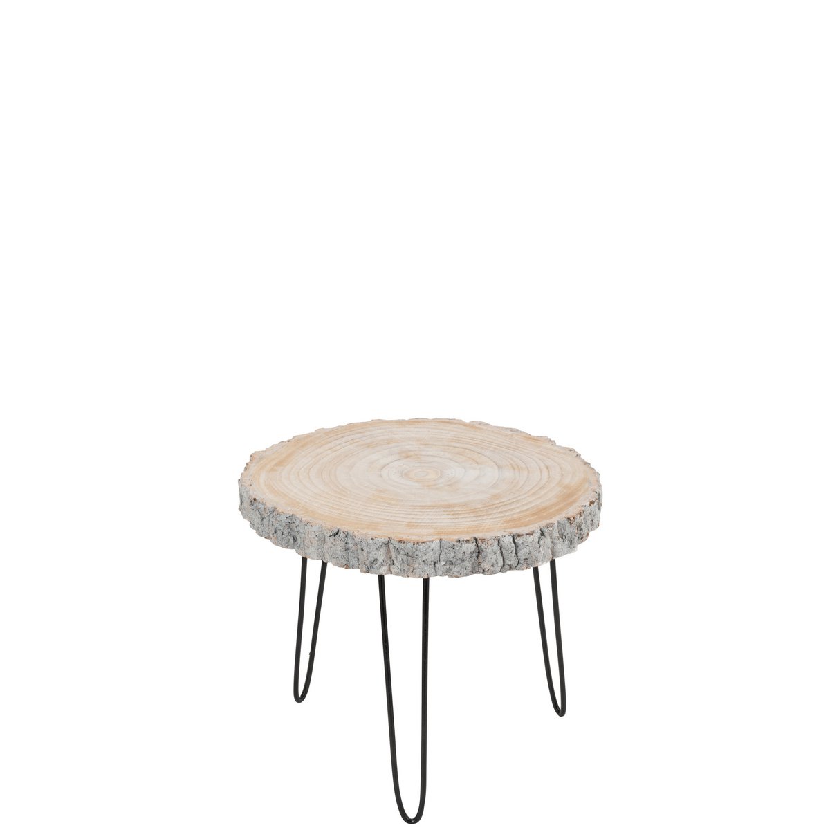J-Line bijzettafel Paulownia - hout/ijzer - grijs - small