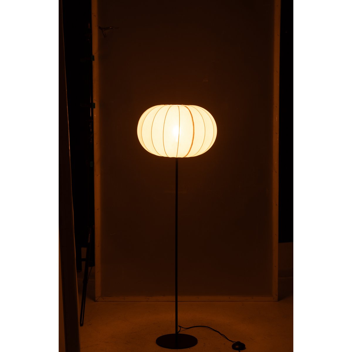 J-Line Staanlamp Lantaarn Metaal/Textiel Wit Small
