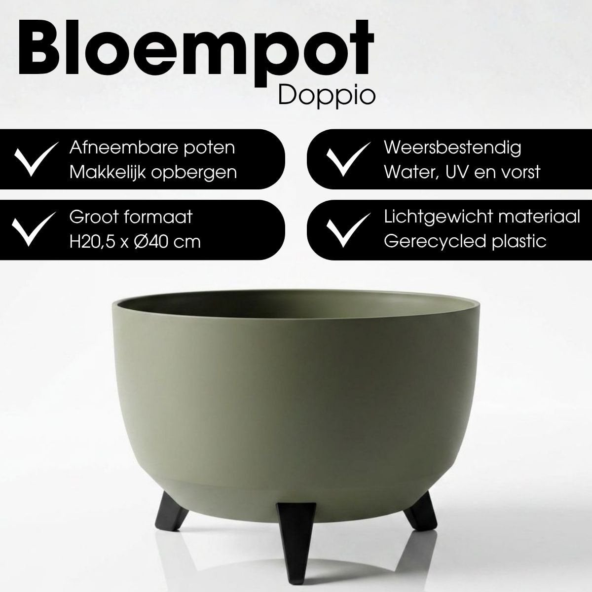 Plantenbak buiten Doppio Lichtgroen Ø40cm H20,5cm