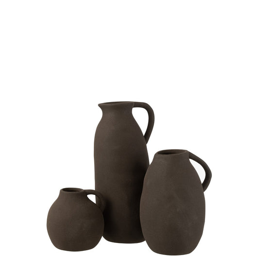 J-Line vaas Kruik - keramiek - zwart - large - 36 cm hoog