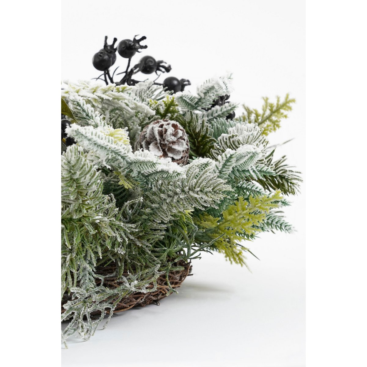 Vesper Kerstkrans met Dennenappels - H13 x Ø50 cm - Zwart