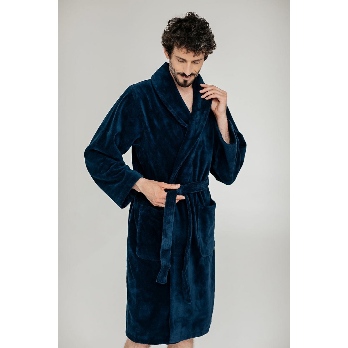 Teddy badjas Dark Denim