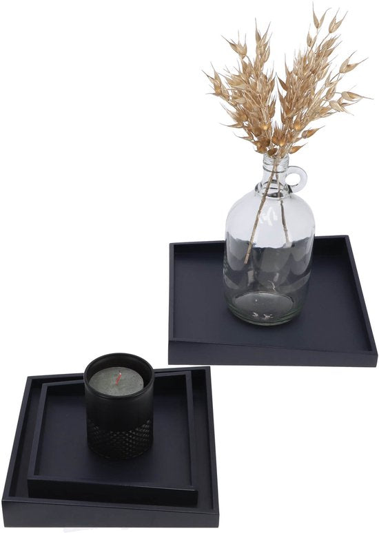 Asymmetrische Houten Dienbladen 3 Stuks Blauw