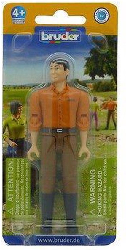 Bruder 60007 Man met Bruine Broek en Oranje Overhemd