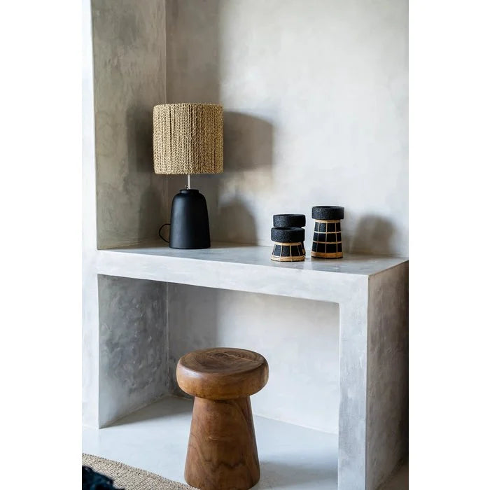 Serene Kaarsenhouder - Zwart Naturel - L