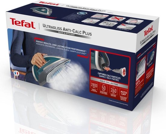 Tefal Fv6830 Ultragliss Anti-Calc Plus Stoomstrijkijzer Blauw/Zilver