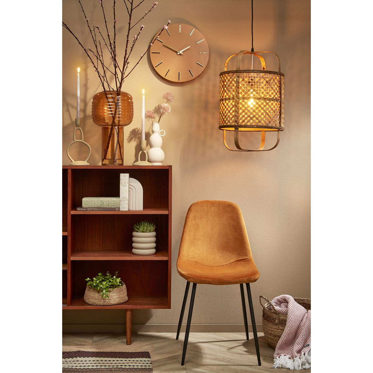 Wandklok - Ø35,5 cm - Lichtbruin