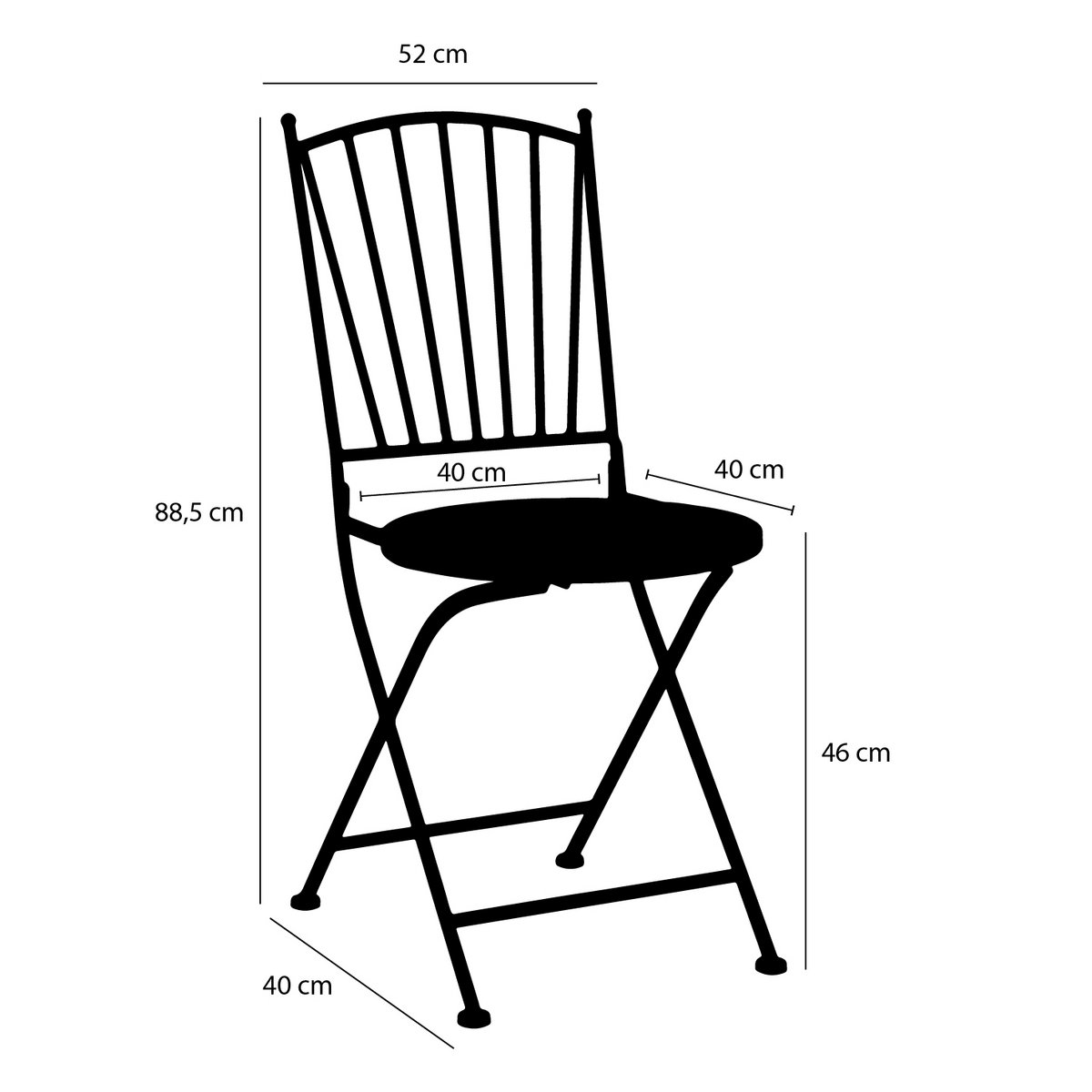 Cambria Bistrostoel - L40 x B52 x H88,5 cm - Metaal - Zwart