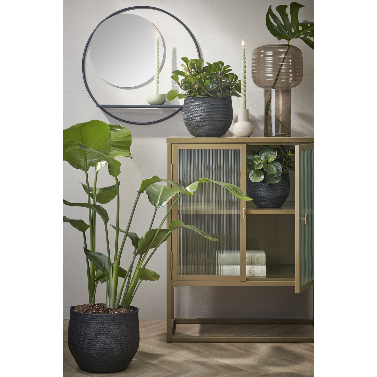 Phoenix Spiegel - B11 x Ø39 cm - Metaal - Zwart
