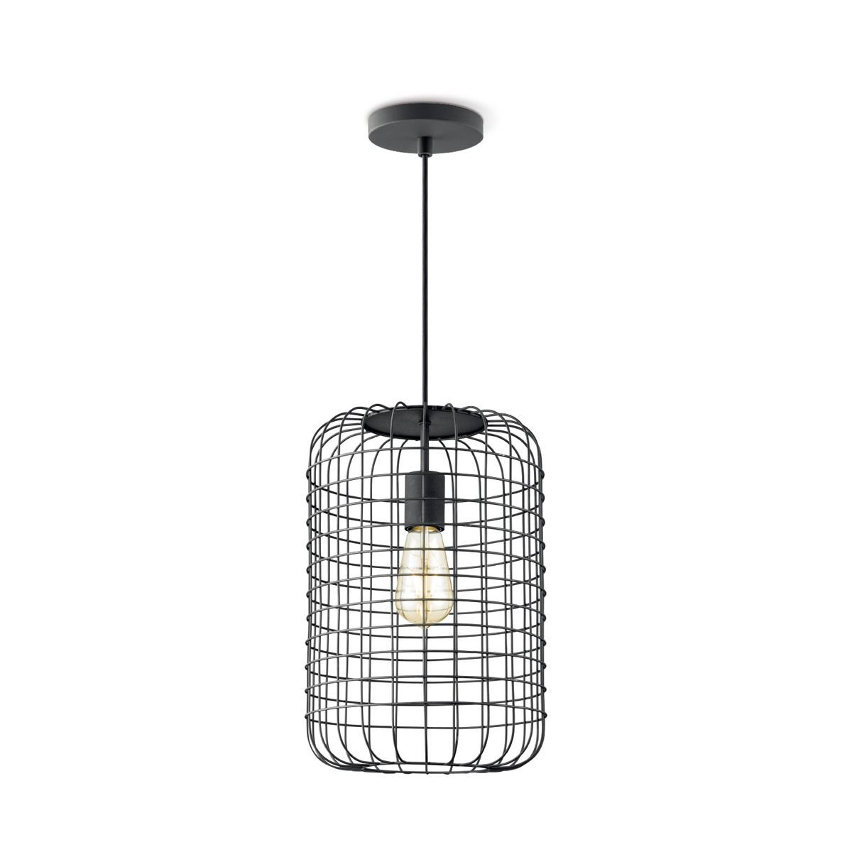 Hanglamp Netting - Zwart - 26x26x142cm