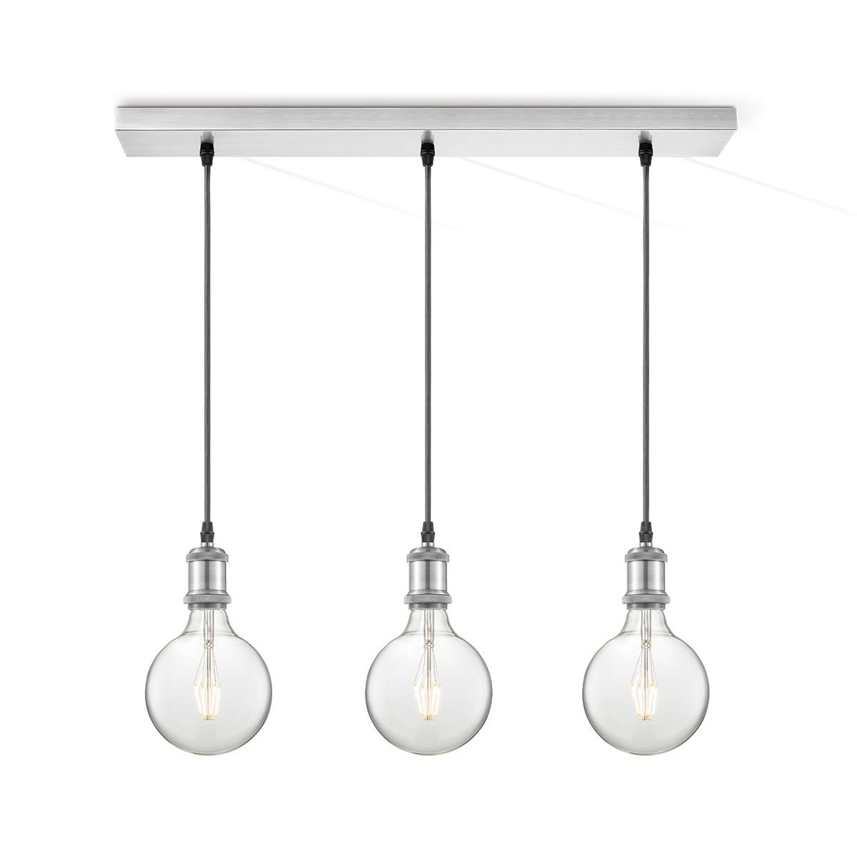 Hanglamp Basic Vintage - Geborsteld staal -66x12x109cm