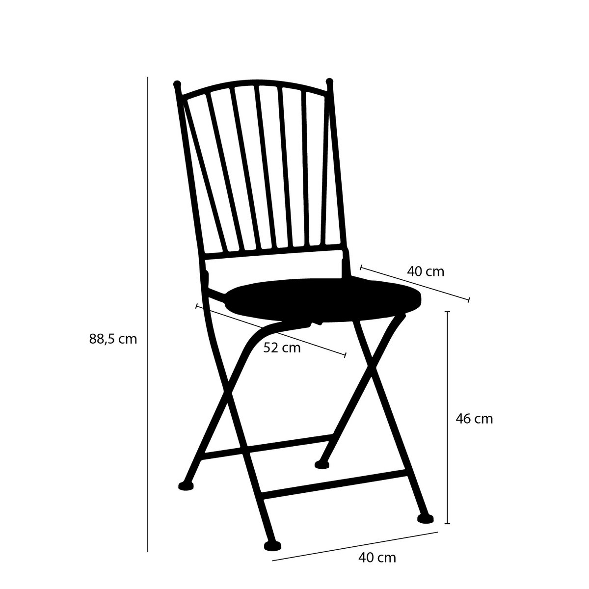 Odile Bistrostoel - L40 x B52 x H88,5 cm - Metaal - Bruin, Wit