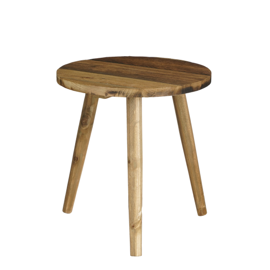 Bold Bijzettafel - H35,5 x Ø33 cm - Gerecycled Hout - Bruin