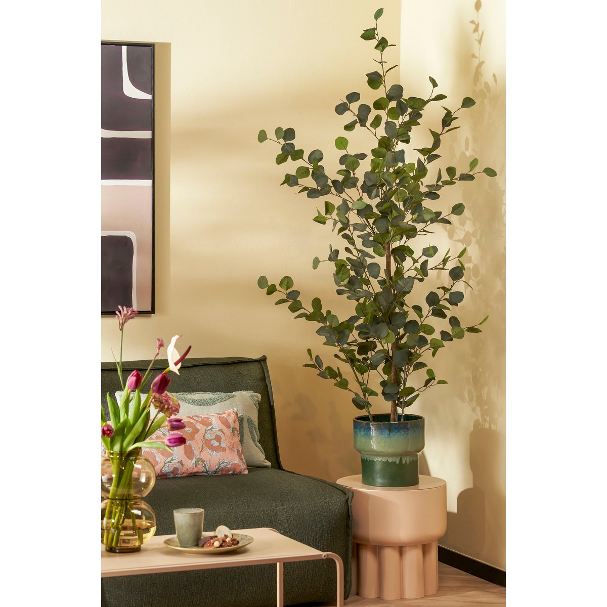 Eucalyptus Kunstplant in Bloempot - H150 x Ø30 cm - Groen