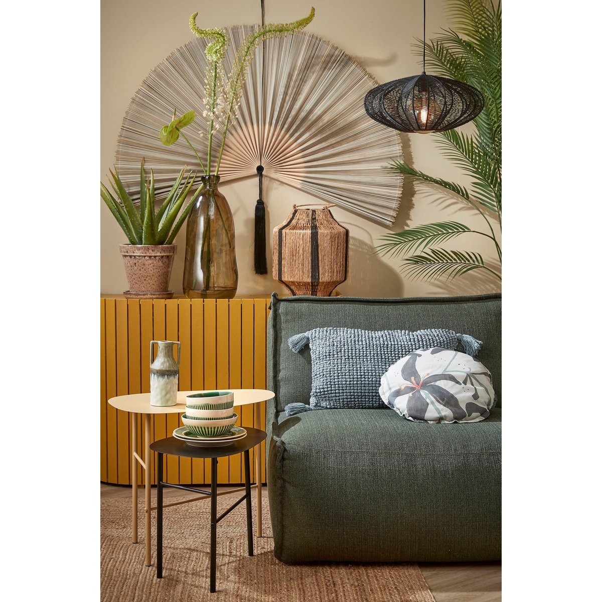 Hanglamp Kanti - H20 x Ø41 cm - Metaal - Zwart