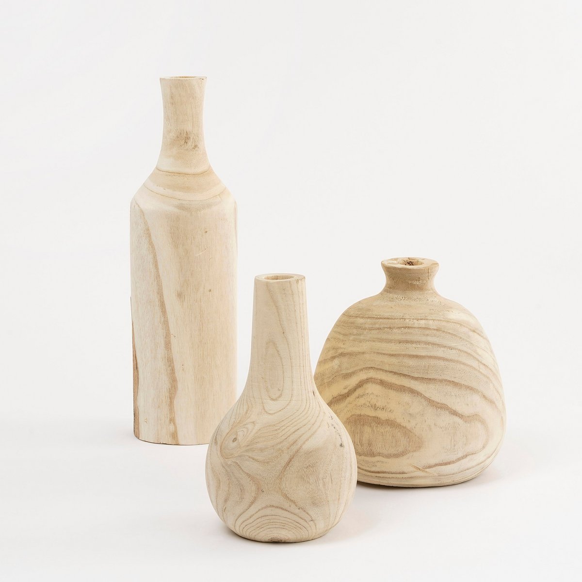 Pia Vaas - H47 x Ø13 cm - Paulownia Hout - Lichtbruin