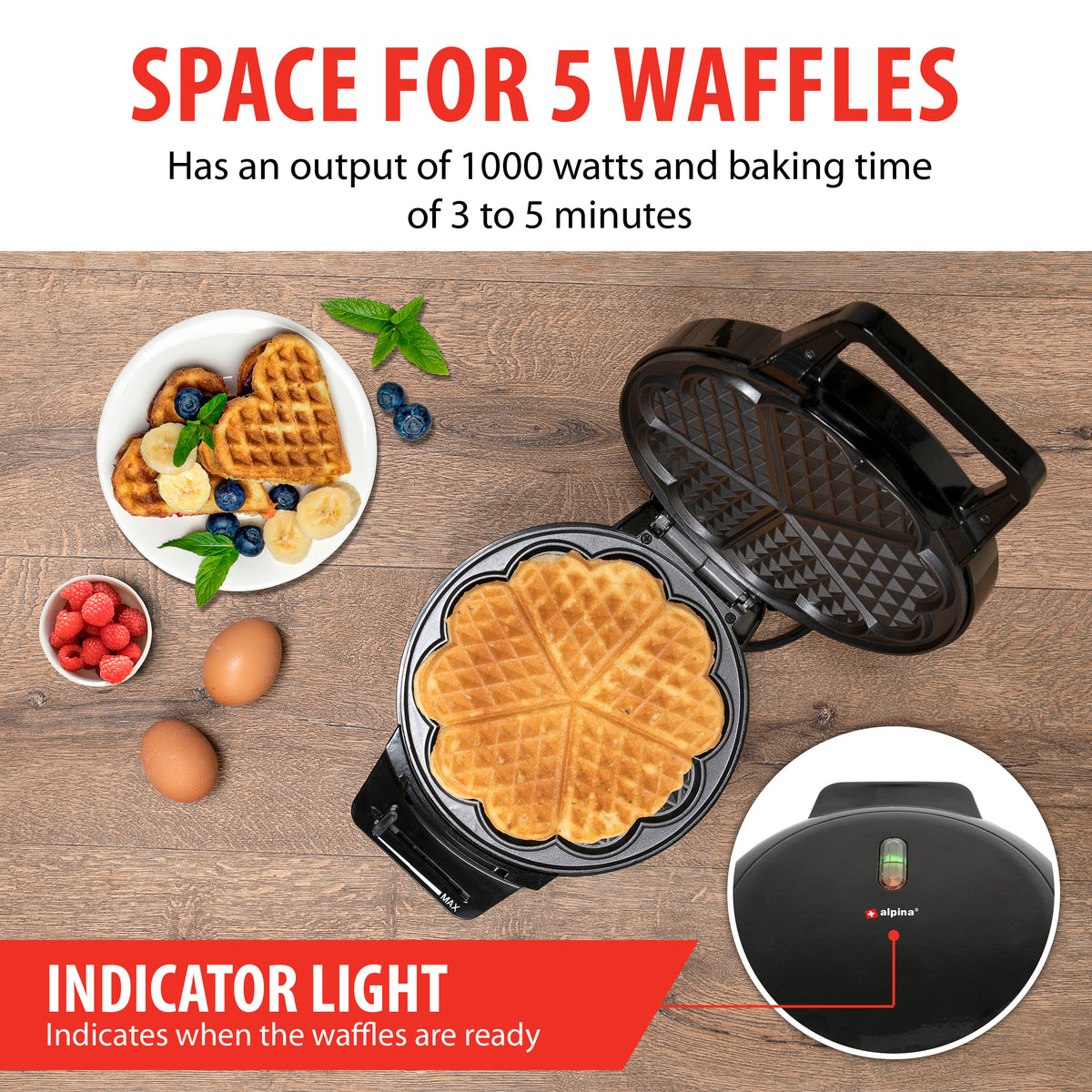 Waffle Maker 230V 1000W