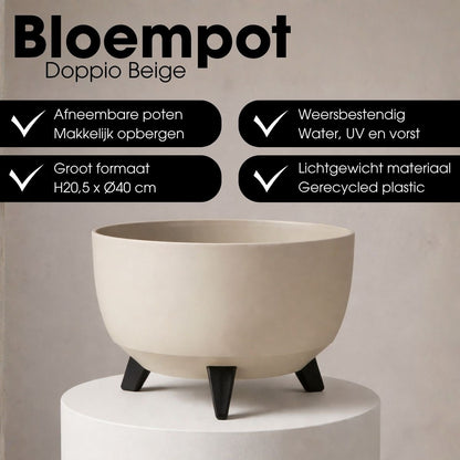Plantenbak buiten Doppio Beige Ø40cm H20,5cm