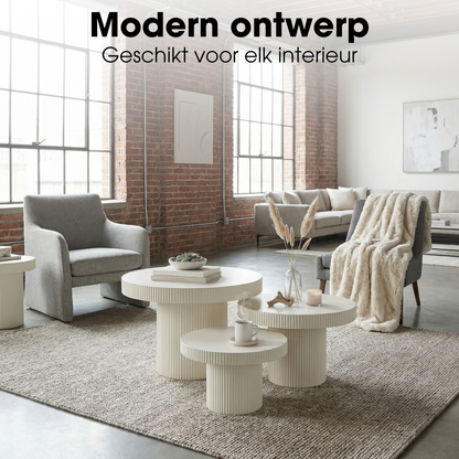 Set van 3 bijzettafels Lux Gebroken wit
