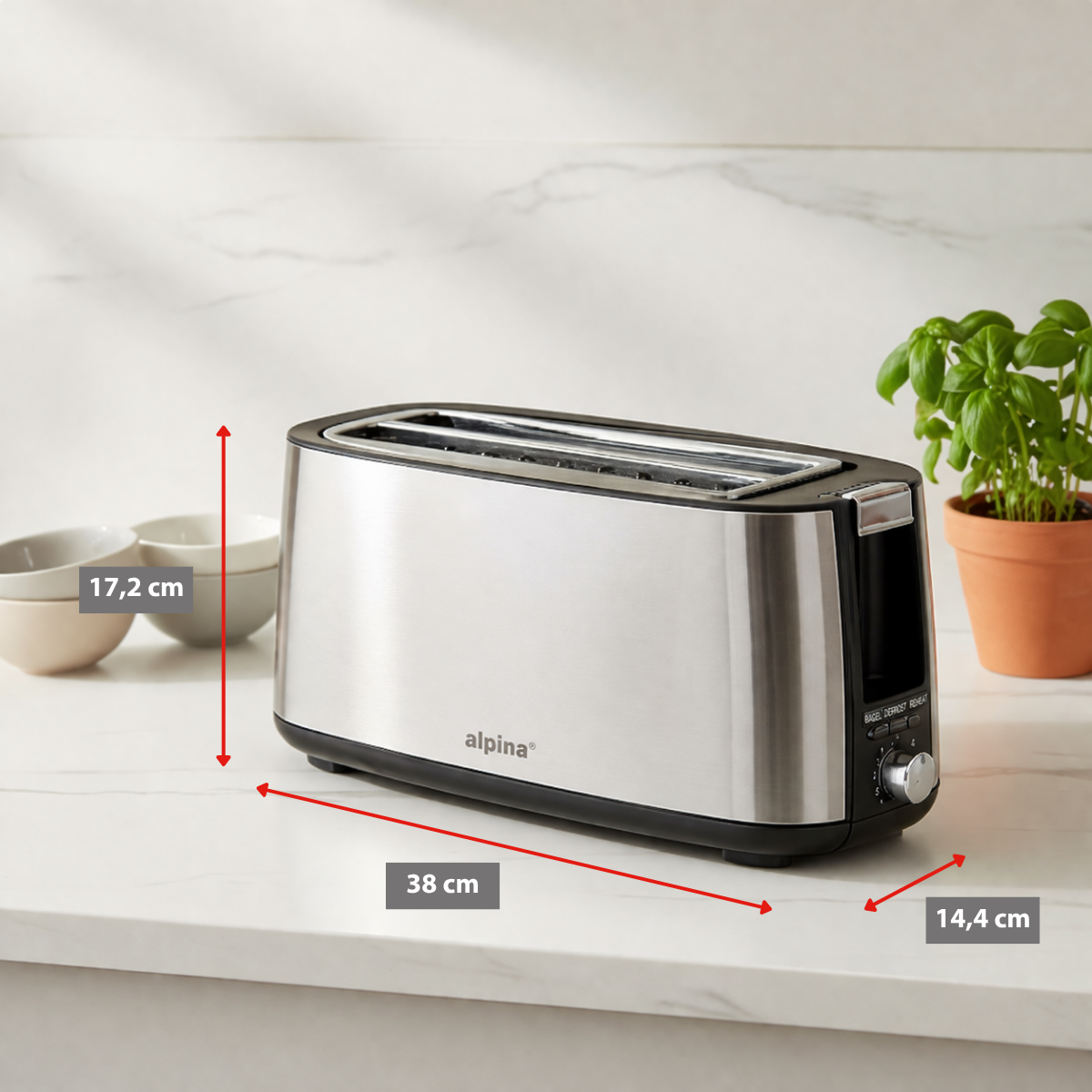 Toaster 38X14,4X17,2Cm 1604Gr 1400W