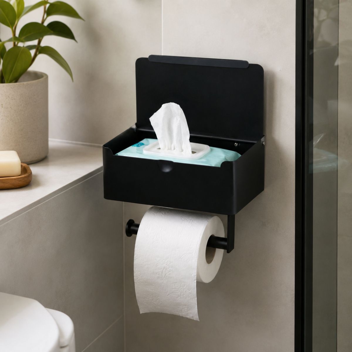 Toilet Roll Holder + Storage