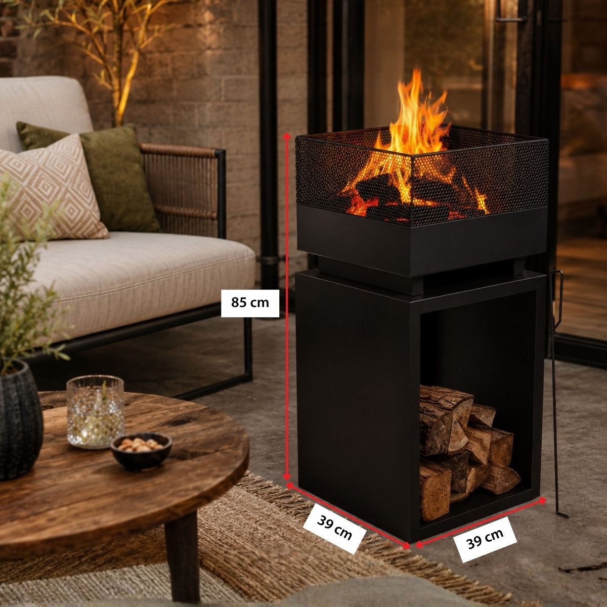 Fire Basket 39X39X85Cm
