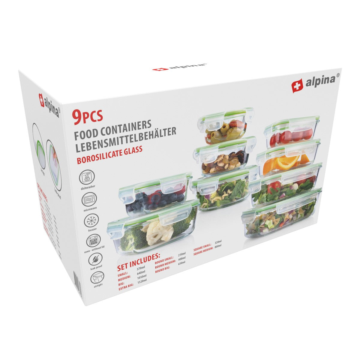 Food Container 18Pc 9Different Sizes