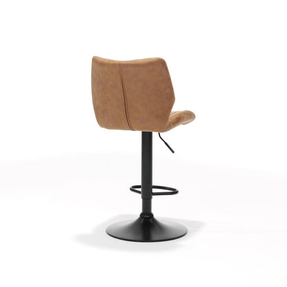 Barkruk Bobby zwart - Stof Soft Cognac