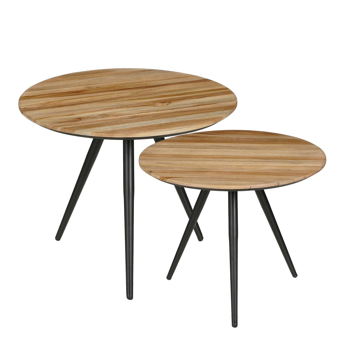 Jailey Bijzettafel - Set van 2 - H49 x Ø50 cm - Gerecycled Hout - Bruin