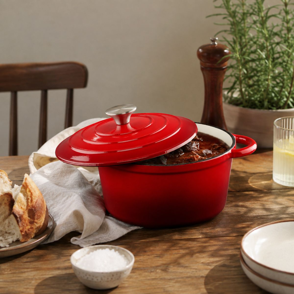 Casserole Enamel Cast Iron Red