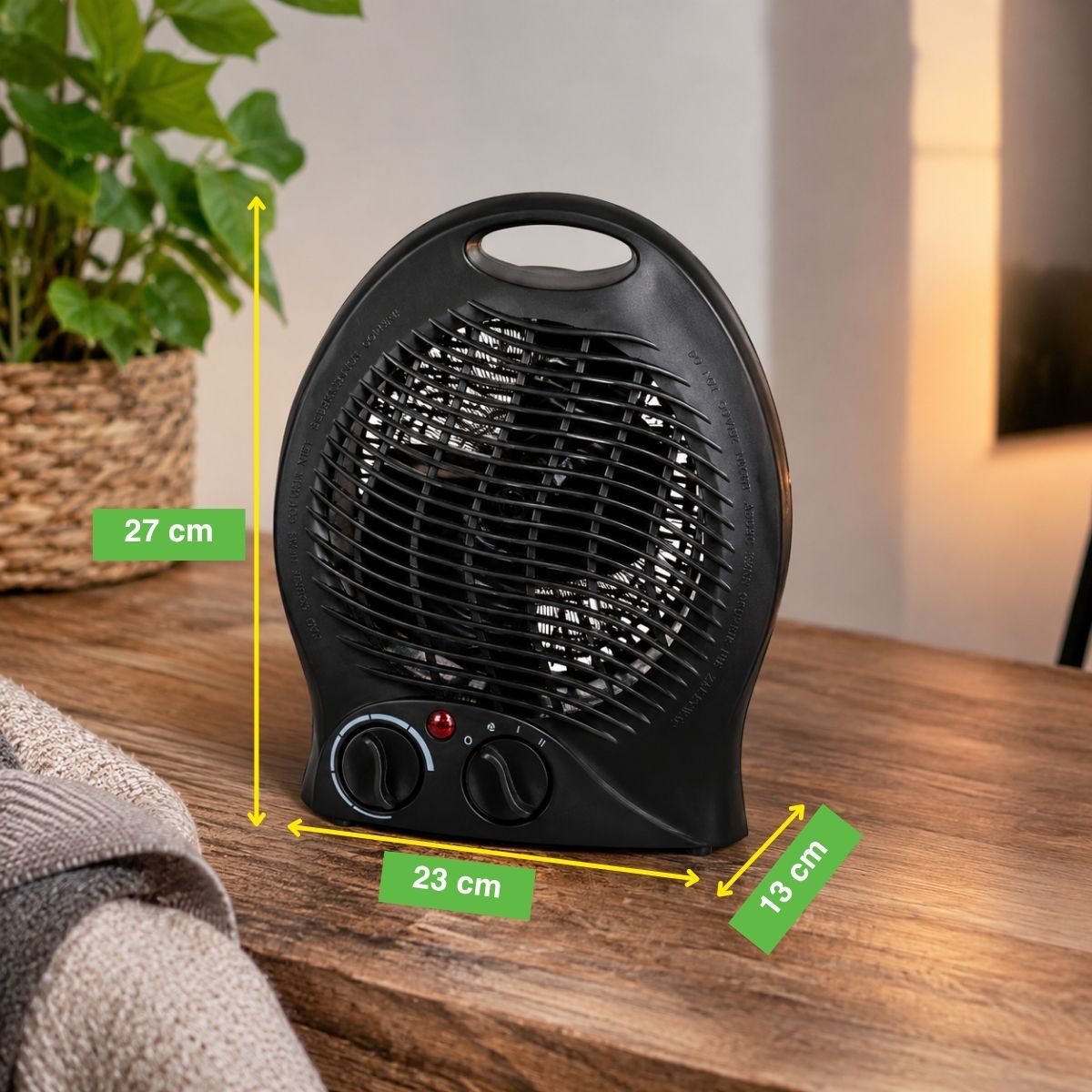 Fan Heater 2000W Black