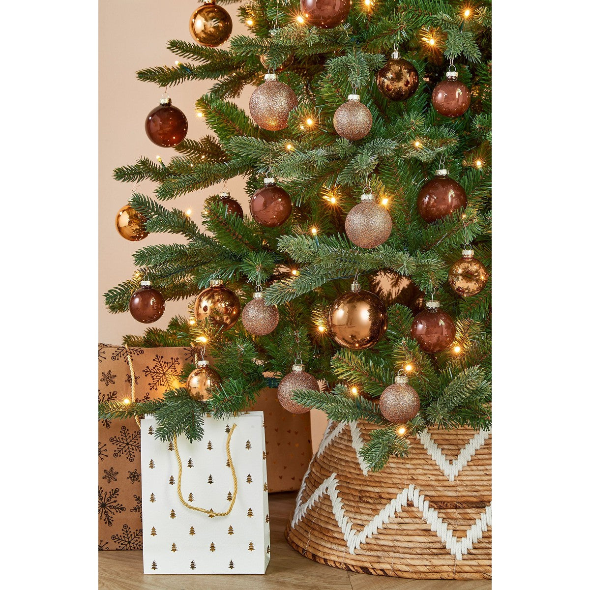 Christmas Baubles Set - 42 Pieces - Ø7 Cm - Brown