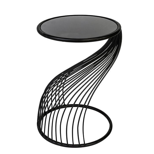 Bijzettafel "Ray" zwart Met / glas H.54cm