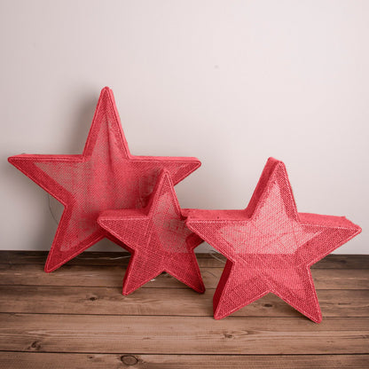 3 Set LED Decoration Christmas Stars Rood