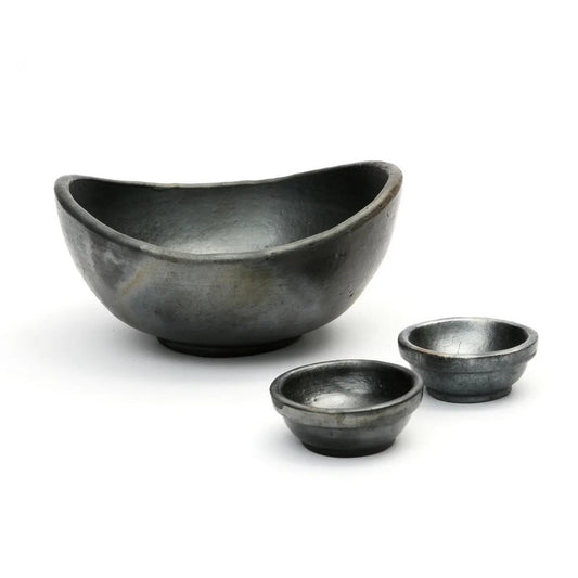 Burned Curved Bowls set van 3