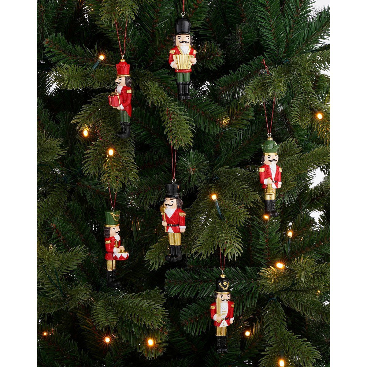 Kerstornament Notenkraker - Set van 6 - L4 x B2 x H11 cm - Polyester