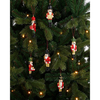 Kerstornament Notenkraker - Set van 6 - L4 x B2 x H11 cm - Polyester
