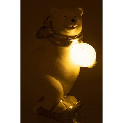 J-Line figuur IjsBeer Staand - polyresin - wit/zilver - large - LED