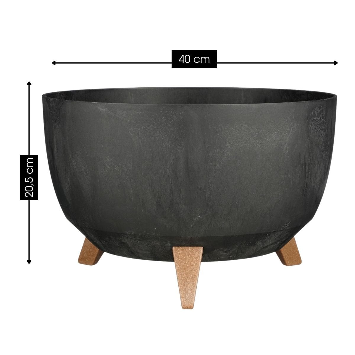 Plantenbak buiten Doppio Zwart Ø40cm H20,5cm