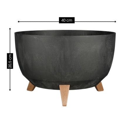 Plantenbak buiten Doppio Zwart Ø40cm H20,5cm