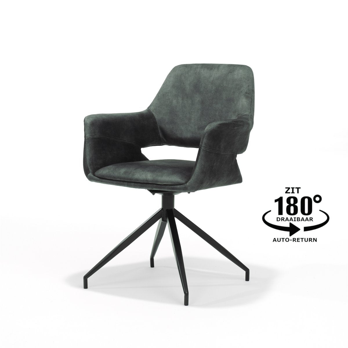 Katy fauteuil M4 - stof aurora velours Hunter- draaivoet