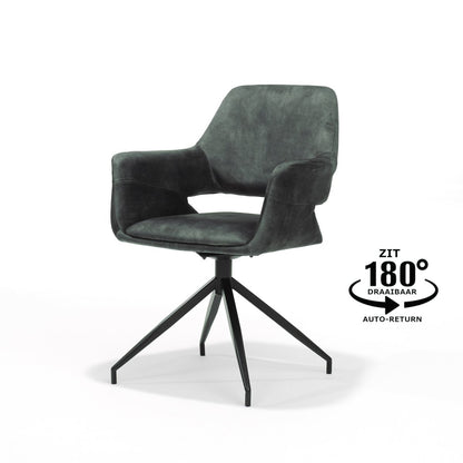 Katy fauteuil M4 - stof aurora velours Hunter- draaivoet