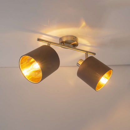 Plafondlamp "Maron" 2 spots totale lengte 46cm Bruin